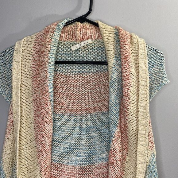 CAbi Womens Line Up Circle Open Drape Shawl Knit Cardigan Sweater Vest Small 216 - Picture 2 of 5